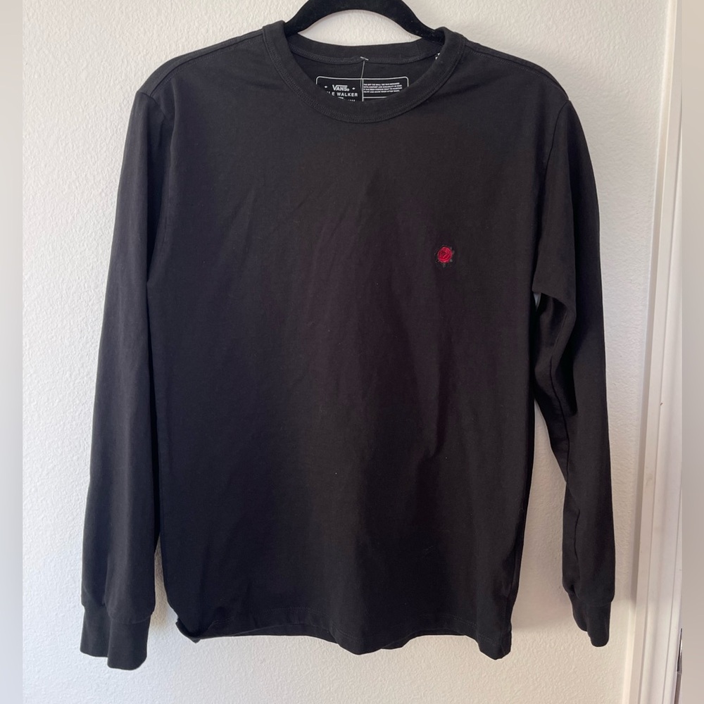 Vans unisex black rose embroidered long sleeve shirt